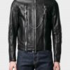 Mens Black Cafe Racer Biker Soft Leather Jacket Mens Black Cafe Racer Biker Soft Leather Jacket
