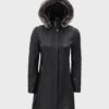  	Nancy Fur Hooded Black Leather Coat With Hood