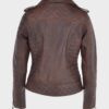  	Kara Brown Distressed Biker Leather Jacket