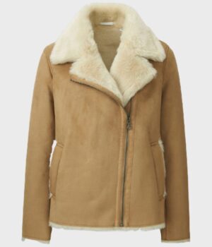  	Vanessa Faux Shearling Sheepskin Brown Jacket