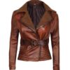  	Cassandra Shearling Leather Brown Winter Jacket