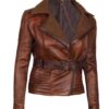  	Cassandra Shearling Leather Brown Winter Jacket