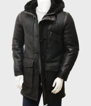  	Martin Sheepskin Duffle Black Designer Shearling Coat