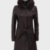  	Dark Brown Women’s Fur Hooded Leather Coat