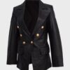  	Women’s Kate Black Double-Breasted Sheepskin Leather Coat