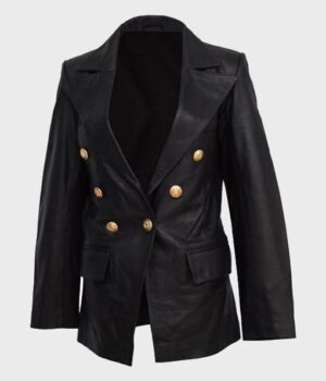  	Women’s Kate Black Double-Breasted Sheepskin Leather Coat