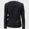 	Natalie Shearling Leather Black Belted Biker Jacket