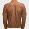  	Men’s Quilted Tan Brown Soft Sheepskin Leather Jacket