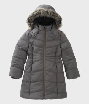  	Womens Hooded Grey Puffer Parachute Coat