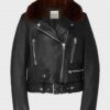  	Jillian Black Motorcycle Real Leather Jacket