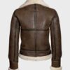  	Katie Distressed Brown Shearling Leather Jacket