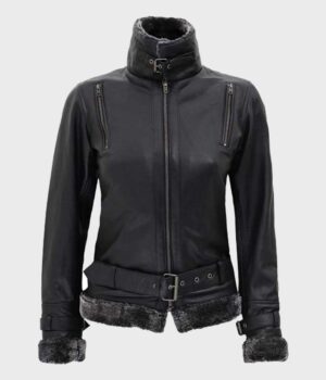  	Timothy Designer Soft Shearling Leather Jacket