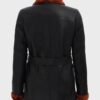  	Kristina Black Belted Soft Shearling Leather Coat