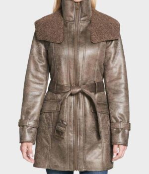  	Becky Faux Shearling Mid-Length Duster Coat