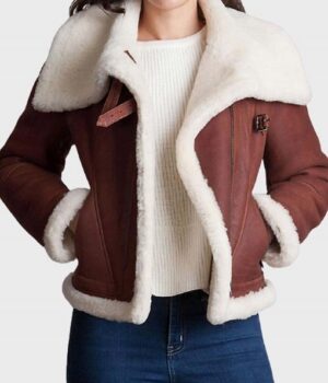  	Julia Brown Sheepskin Shearling Leather Jacket