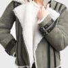  	Chelsea Soft Shearling Fur Collar Grey Jacket