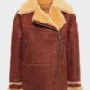  	Brittney Classic Brown Soft Shearling Leather Jacket