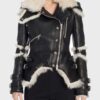  	Leah Black Sheepskin Shearling Biker Jacket