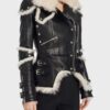Leah Black Sheepskin Shearling Biker Jacket Leah Black Sheepskin Shearling Biker Jacket