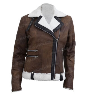  	The Virgin River Melinda Monroe Biker Leather Sherpa Jacket