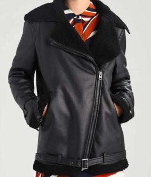  	Caitlin Shearling Leather Aviator Jacket