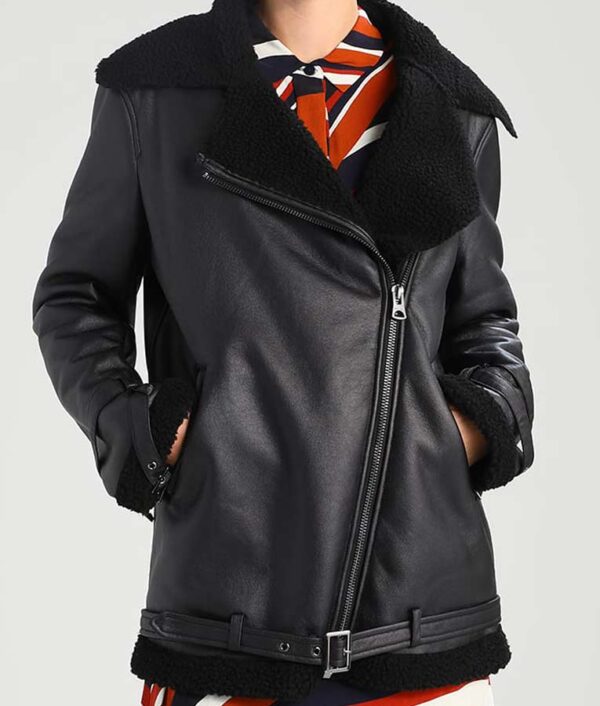 Caitlin Shearling Leather Aviator Jacket Caitlin Shearling Leather Aviator Jacket