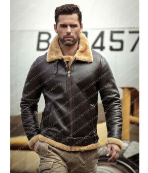  	Taryn Brown Leather Shearling SF Aviator Jacket