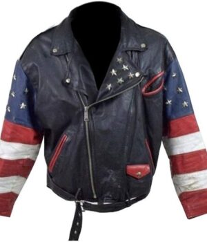  	USA Brando Vintage 80s Stars Studded Bomber Jacket