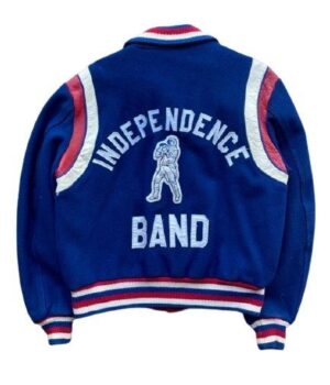  	Band Varsity Blue Independence Day Bomber Jacket