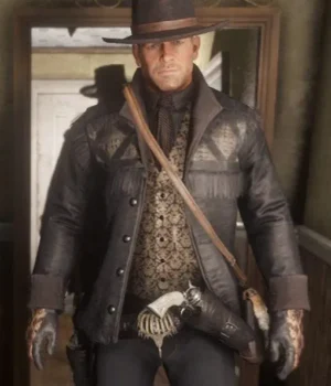  	Red Dead Redemption 2 Gunslinger Black Fringe Jacket
