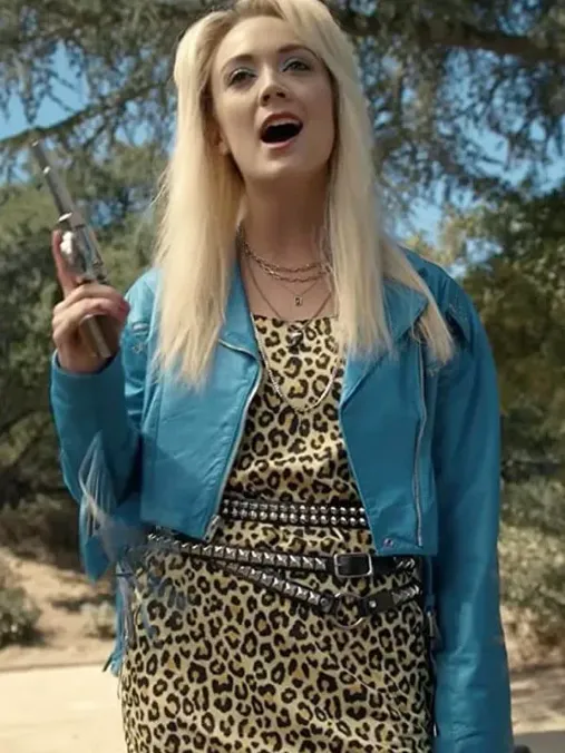 Billie Lourd American Horror Story Blue Cropped Jacket Billie Lourd American Horror Story Blue Cropped Jacket