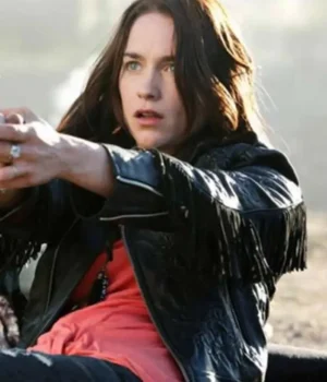  	Melanie Scrofano Wynonna Earp Black Fringe Jacket