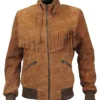  	Annie Marks Fringe Good Girls Brown Suede Leather Jacket