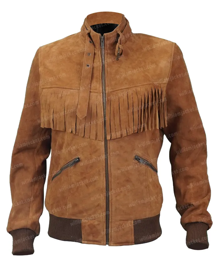 Annie Marks Fringe Good Girls Brown Suede Leather Jacket Annie Marks Fringe Good Girls Brown Suede Leather Jacket