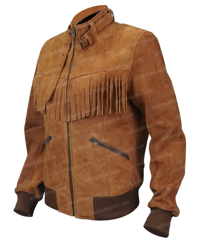 Annie Marks Fringe Good Girls Brown Suede Leather Jacket Annie Marks Fringe Good Girls Brown Suede Leather Jacket