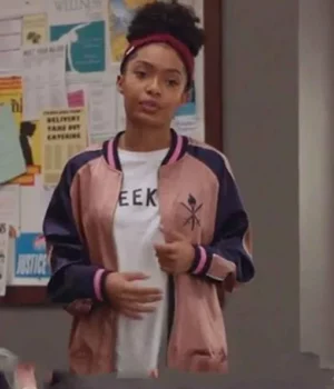  	Grown-ish Zoey Johnson Pink Bomber Jacket