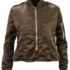  	Jennifer Connelly Top Gun Maverick Satin Cropped Bomber Jacket