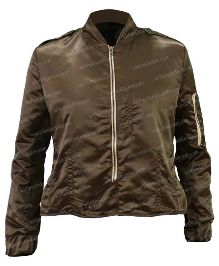 Jennifer Connelly Top Gun Maverick Satin Cropped Bomber Jacket Jennifer Connelly Top Gun Maverick Satin Cropped Bomber Jacket