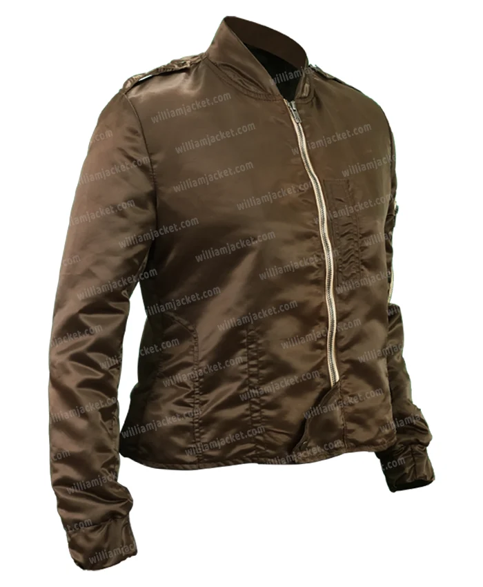 Jennifer Connelly Top Gun Maverick Satin Cropped Bomber Jacket Jennifer Connelly Top Gun Maverick Satin Cropped Bomber Jacket