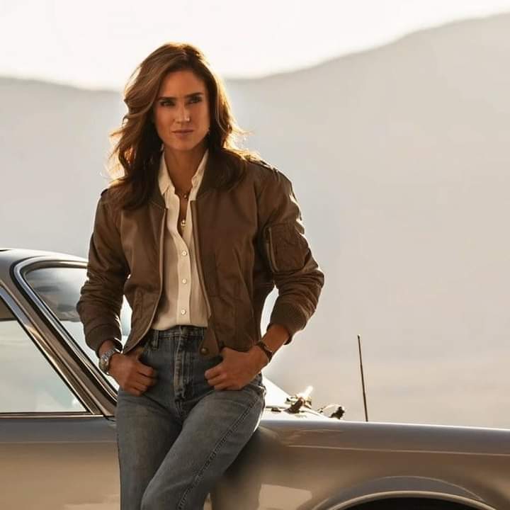 Jennifer Connelly Top Gun Maverick Satin Cropped Bomber Jacket Jennifer Connelly Top Gun Maverick Satin Cropped Bomber Jacket