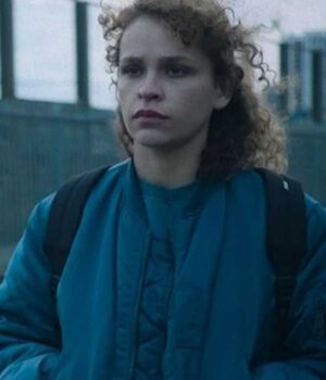  	Choose Or Die Iola Evans Blue Varsity Bomber Jacket