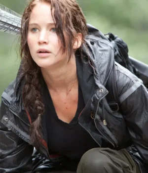  	The Hunger Games Jennifer Lawrence Black Hooded Jacket