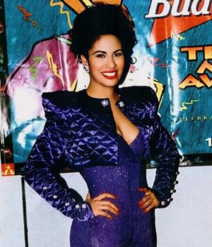  	Selena Quintanilla Purple Diamond Quilted Cropped Jacket
