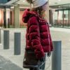  	Five Feet Apart Stella Maroon Hooded Collar Jacket