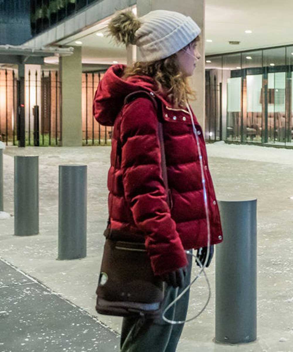 Five Feet Apart Stella Maroon Hooded Collar Jacket Five Feet Apart Stella Maroon Hooded Collar Jacket