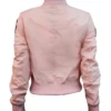  	Women’s Top Gun MA-1 Baby Pink Cropped Satin Bomber Jacket