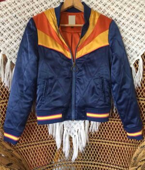  	Stumptown Dex Blue Satin Sun Rise Stripe Bomber Jacket