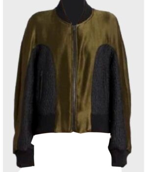  	Killing Eve Villanelle Rib-Knitted Collar Green Fleece Jacket