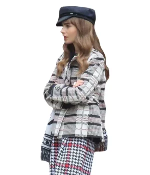  	Emily In Paris S03 Lily Collins Wool Check Jacket