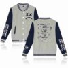  	Lil Peep Sad Face Grey Blue Letterman Varsity Jacket